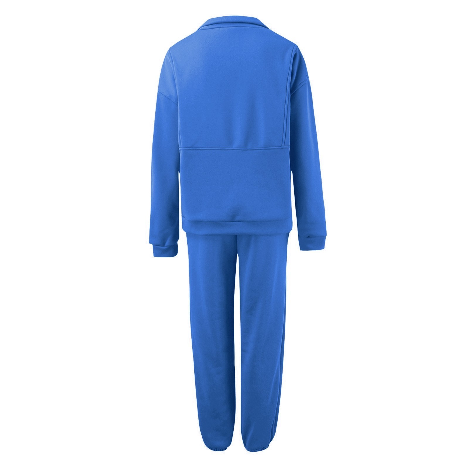 thumbnail image 5 of Conjunto de joggers de dos piezas con media cremallera para mujer: chándal de poliéster, cintura ajustable, conjunto para viajar/estar por casa, 5 of 5